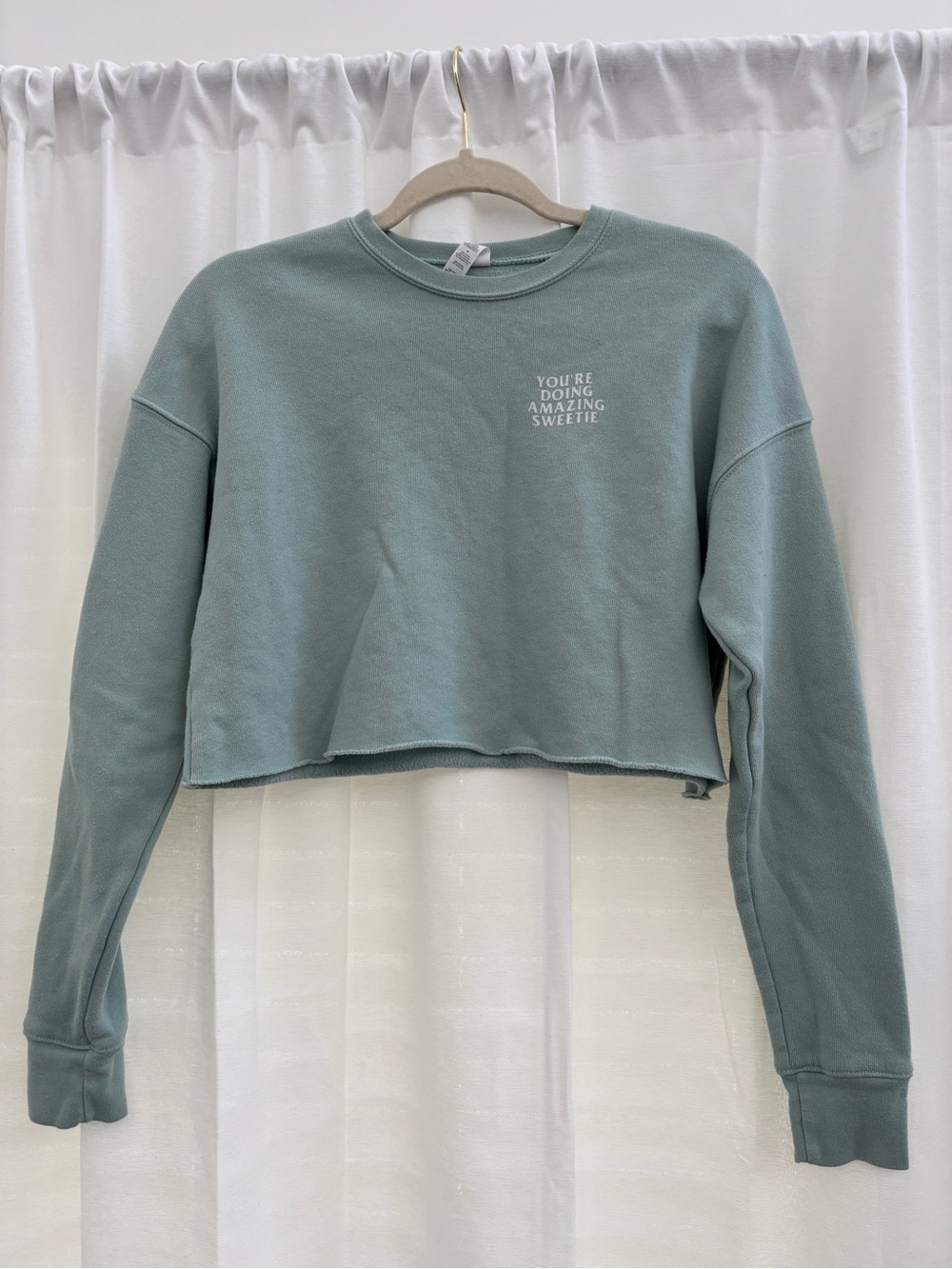 Cropped Crewneck Sweatshirt - Sage Green